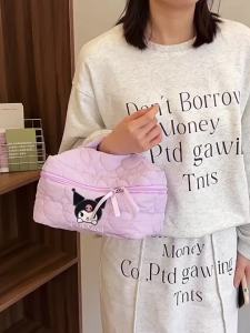 100% Authentic Sanrio Hello Kitty Cosmetics Bag Storage Bags Cartoon Travel Portable Handbag for Girls Large Capacity Kuromi Birthday Gifts Melody 3101-1328
