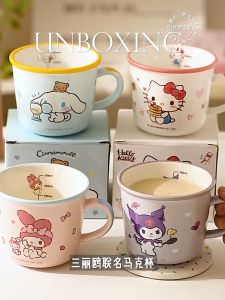 Ceramic Cartoon Coffee Cup with Box Mug Kuromi Melody Cinnamoroll  Gift Present
