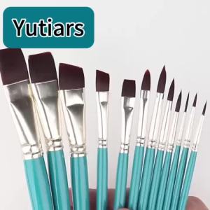 Bộ 12 Cọ Trang Điểm Chuyên Nghiệp Lông Nylon Đầu Cọ Hình Cánh Hoa Dùng Cho Trang Điểm Sân Khấu Vẽ Đường Nét & Nổi Chìm Tay Cầm Gỗ