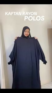 Gamis Kaftan Wanita Motif Polos Jumbo Rayon Premium Busui Baju Muslim Kekinian Lebaran 2025 Terbaru