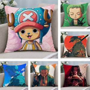 Bandai | One Piece Tony Tony Chopper Anime Plush Pillow Cover Soft Short Plush Cushion Cover For Sofa Bedroom Home Decor Gift Decoration