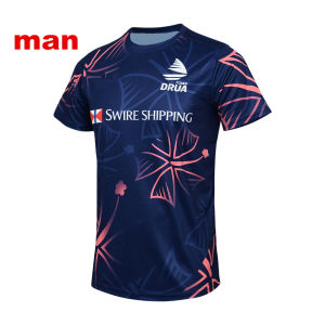 2025 Mens Fiji Drua Rugby Singles Jersey T-Shirt Adult Training Uniform Short-Sleeved Mens O-Neck Quick Drying Sports T-Shirt