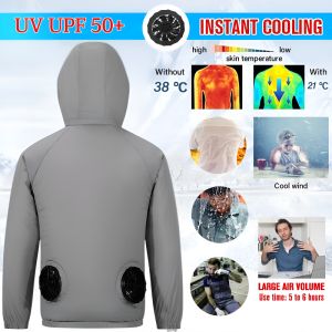 เสื้อแจ็กเก็ตระบายความร้อน มีพัดลมระบบ ปรับอากาศฤดูร้อน สำหรับผู้ชาย เสื้อผ้ากันแดด กลาง ผู้หญิงเล่นกีฬาชาร์จ ด้วย USB