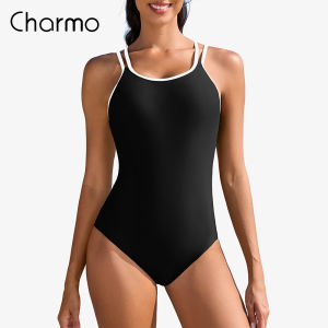 Charmo Womens One Piece Swimsuits Athletic Double Straps Slimming Bathing Suit Sports Swimwear