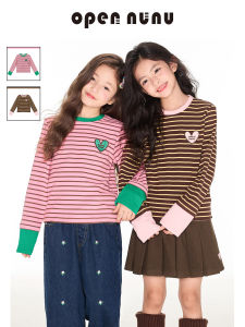 opennunu | Contrast Stripes Long Sleeve T-Shirt Slim Fit Girls