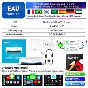 CarlinKit UHD TV Box 8+128G Wireless Carplay Android Auto AI Box SDM660 8-Cores HD Output Video Adapter For Youtube Netflix IPTV