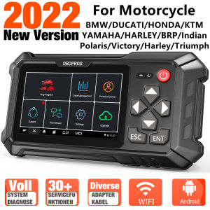 OBDPROG MOTO 100 Motorcycle Scanner Full System Diagnostic Tool ECU Reset Scanner Remapping Tools Motorbike OBD2 Scanner Fault Code Readers & Scan Tools Big Bike Obd Scanner For Harley Yamaha Honda Kawasaki Suzuki Indian Polaris BRP Victory
