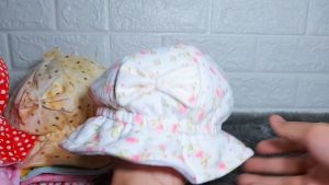Topi Bucket Bayi Anak Perempuan Newborn Model Kerut Pita Fruit Usia 0 - 1 Tahun