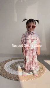 Setelan Anak Perempuan Rok Plisket Baju Crop Anak Perempuan Usia 1-12 Tahun Pakaian Anak Perempuan