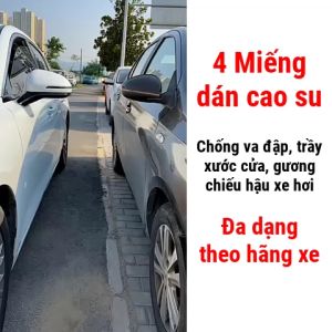 Bộ 4 miếng dán cao su chống trầy xước va đập cửa xe ô tô logo chữ TOYOTA bảo vệ tránh va chạm phần cửa gương xe hơi