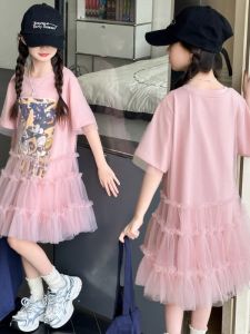 Girls Cotton T-Shirt Dress Casual Summer Long Sleeve Princess Style Childrens Clothing Pure Cotton Dress Kids Summer Skirt