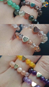 Round Beaded with Silver Gold Charm Rings (24 Types to Choose)
