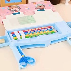 Magic Kids Space-Themed Dual-Layer Kids Pencil Case with Essential School Supplies Accessory