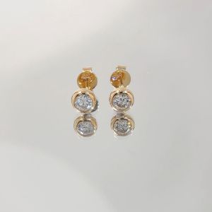 LAZO DIAMOND Soleil Bezel Diamond Stud Earrings in 18k Rose Gold