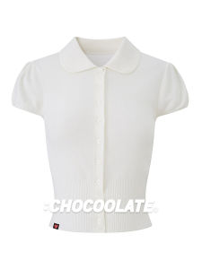 Korean Style Collar Short Sleeve Summer Blouse Single Button