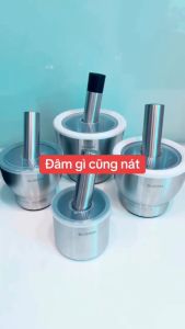 Bộ Cối Chày Inox 304 Có Nắp Đậy Chày Cối Đâm Tiêu Bằng Inox