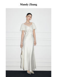 Elegant Design Lace Short Sleeve Dress Acetate