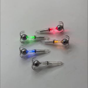 LED Glowing Squid Jig Hooks with Lead Sinkers Underwater Luminous Bait Octopus Cuttlefish Hooks for Deep Sea Night Fishing