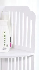 3 Tier White Wood Corner Shelf Corner Rack Storage Cabinet Rak Bilik Mandi Rak Tandas Shampoo Storage Shelves Organizer Triangle Shelf