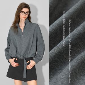 BEIQIANI | Gray Casual Loose Commuter Sweatshirt Zip-Up Short Style