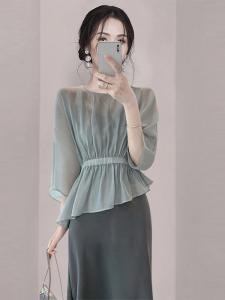 French Tea Dress Elegant Summer Ladies Two-Piece Set