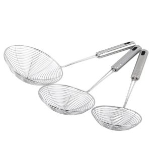 Household Commercial Stainless Steel Fine Mesh Skimmer Spoon Multi Purpose Noodle Dumpling Frying Hot Pot Kitchen Filter Tool