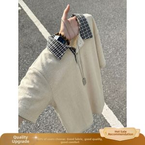 OUMULONG | Breathable Linen Polo Shirt Men Summer