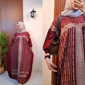 ZALEHA-KAFTAN DIANA LD 180 CM Kaftan Panjang Muslim Wanita Nyaman Busui FREINDLY Elegan Bahan Santung Rayon Premium Kontruksi 8456 DUNIATEX Halus Adem Tidak Nerawang Gamis