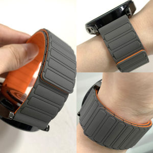 22 มม.ซิลิโคนแม่เหล็กสําหรับ Samsung Galaxy Watch3 45 มม.เกียร์ S3 คลาสสิกสําหรับ AMAZFIT BIP 6 5 UNITY BALANCE 2 สร้อยข้อมือ