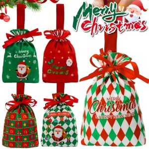 Giáng sinh nhung Túi Quà Tặng Santa túi rút dây tái sử dụng kẹo đồ ăn nhẹ bao bố dây rút Xmas kỳ nghỉ Tặng Bao bì túi