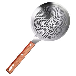Large Stainless Steel Strainer Kitchen Utensil for Cooking Dumplings Food Grade Filter Spoon Wooden Handle Soup Ladle Spoon