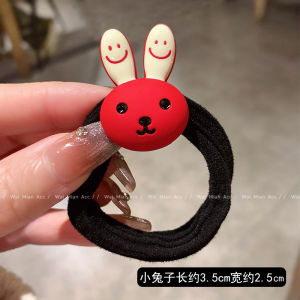 Red Rabbit Ears Hair Ties for Women High Ponytail Durable Fashionable Hair Accessories Autumn Winter New Style Korean Style