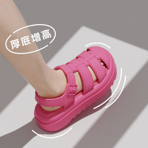 Fashionable EVA Roman Sandals Womens Thick Bottom Outdoor Beach Shoes Comfortable Sensation Flat Heel Korean Style Pure Color