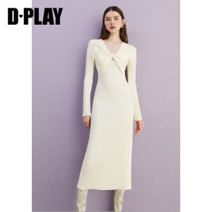 D-PLAY | Đầm Len Trắng Elegance Tay Dài