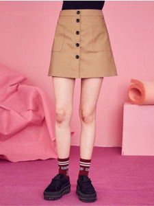 Váy Ngắn Chữ a Màu Trơn Cotton 97% Thường Ngày Cho Nữ Mùa Xuân Hè Váy Midi Cạp Vừa Váy Ngắn Chữ a Đa Năng