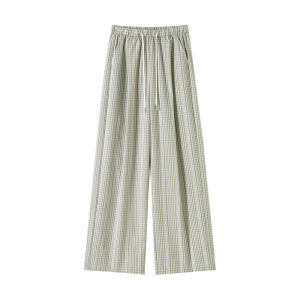 Miiow | High Waist Wide Leg Pants Womens Spring Summer Blue Striped Plaid Loose Slim Straight Sport Casual Trousers MiiOW Cat Person