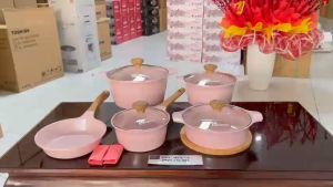 BỘ NỒI CHẢO CHỐNG DÍNH ĐÁY TỪ ECORAMIC CAO CẤP (CHẢO 20CM.QUÁNH 16.NỒI 18.20.22CM)