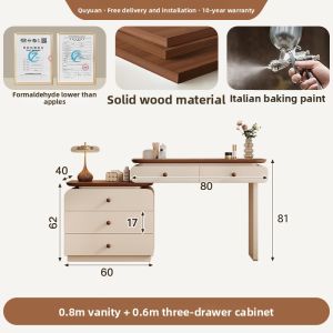 QUYUAN | L-shaped Corner Makeup Vanity Solid Wood Storage Chest