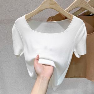 DVDK | Square Collar Lightweight Ice Silk T-Shirt
