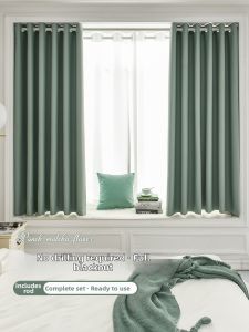 Bedroom blackout curtains no-drill installation comes with a complete set of telescopic rods  new model partition sunshade for bay windows