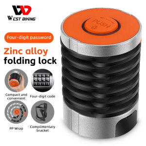 WEST BIKING Bicycle Folding Lock Zinc Alloy Folding Lock Motorcycles Folding Lock Four-Digit Code Lock Bicycle Accessories