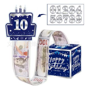 【GUGU-W】กล่องของขวัญเซอร์ไพรส์วันเกิด แบบดึงเงินสด DIY/คลิปเงิน สีดํา อุปกรณ์ประกอบฉากกล่องของขวัญ /ขายดี เค้กเงินสด