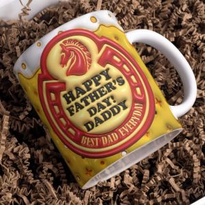 3d Fathers Day Inflated Effect | With Gift Box Label I Mug Print NOT EMBOSSED | Small Gift ideas | Reusable