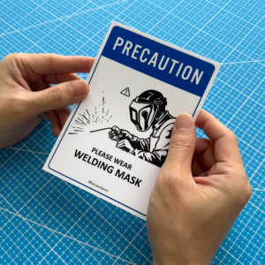 Precaution Please Wear Welding Mask. Warning. Worker. Sign Label Notice Signage. Laminated Waterproof Scratch Resistant. Suitable for Indoor and Outdoor.