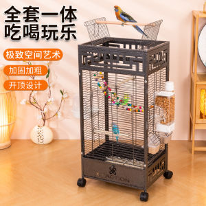 Large Villa Style Bird Cage with Wheels for Parrot Peafowl And Monk Parakeet Metal Birdcage for Home Use Easy to Move
