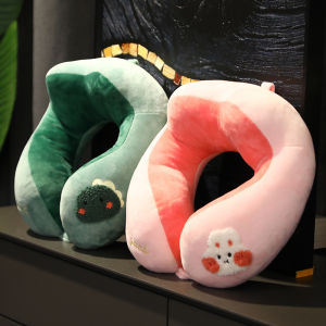 Cute Cartoon U-Shaped Pillow Neck Support Portable Office Travel Car Use Adult Pillow Soft Plush Material Neck And Back Relief