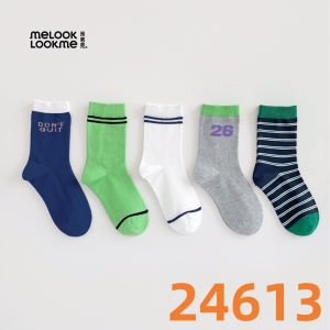6 Pairs Cotton Socks for Students Kids Breathable Mid-calf Letter Cartoon Socks Autumn Winter Sports Style Universal Gender