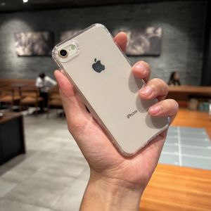 เคสโทรศัพท์อะคริลิกใสสีขาวเนื้อหนาพร้อมขอบนุ่มป้องกันการตกหล่นสำหรับ iPhone SE 2 ที่ปรับปรุงแล้ว / SE3 ที่ปรับปรุงแล้ว เคสโทรศัพท์แบบครอบเต็มรูปแบบ