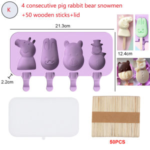 1Set Food Grade Silicone DIY Homemade Ice Cream Mold Continuous Cartoon Shape For Household Cheese Sticks Ice Cream Sticks