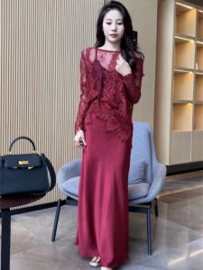 Dreaming Elegant Lace Loose Womens Top French Vintage Style Half Skirt Draping Sensation Versatile Matching Long Sleeve round Neck